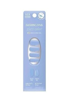 Dashing Diva Glaze Color LED Gel Nail Strips - Light Blue